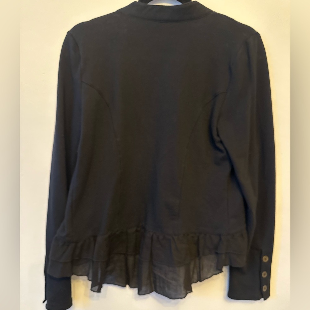 Military/Gothic Eyeshadow Black Ruffled High-Low Hem Jacket - Size M - Picture 4 of 6